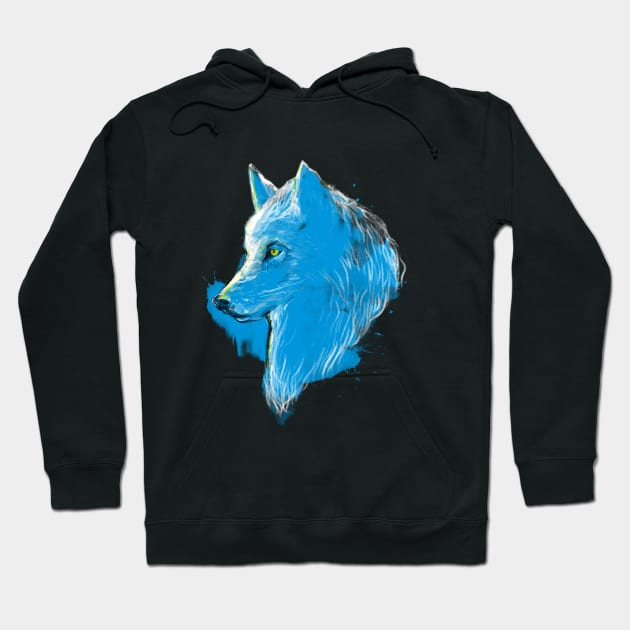 blue wolf Hoodie by kharmazero